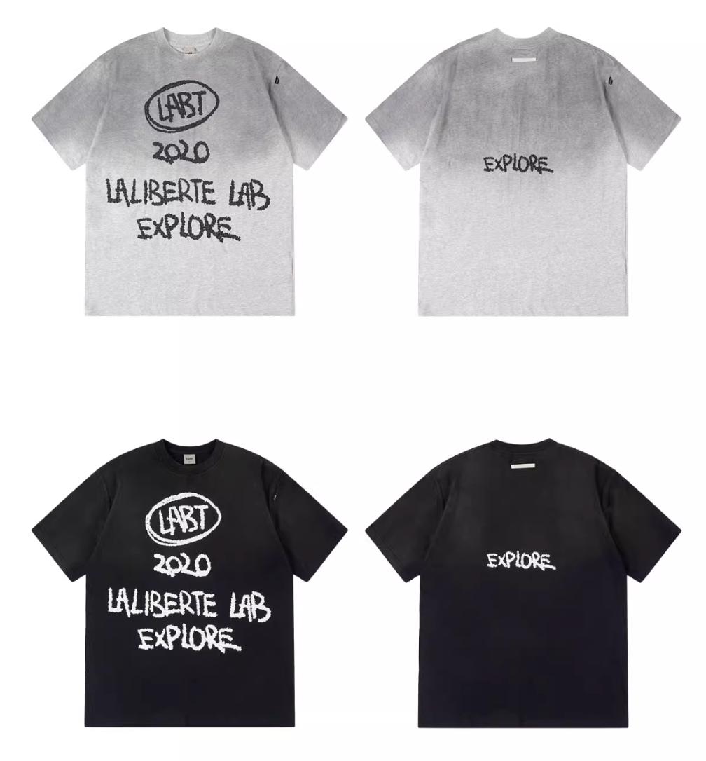 Labt Cracked Print Spray Dirty Washed Faded Tee