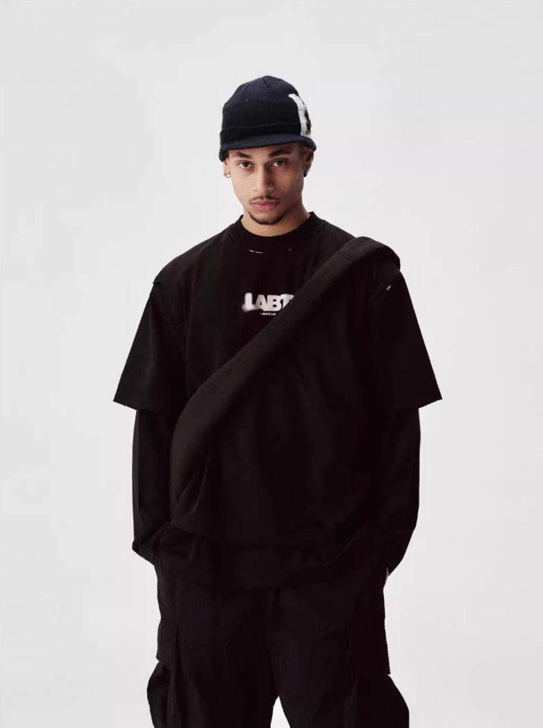 Labt Distressed Holes Logo Print Tee