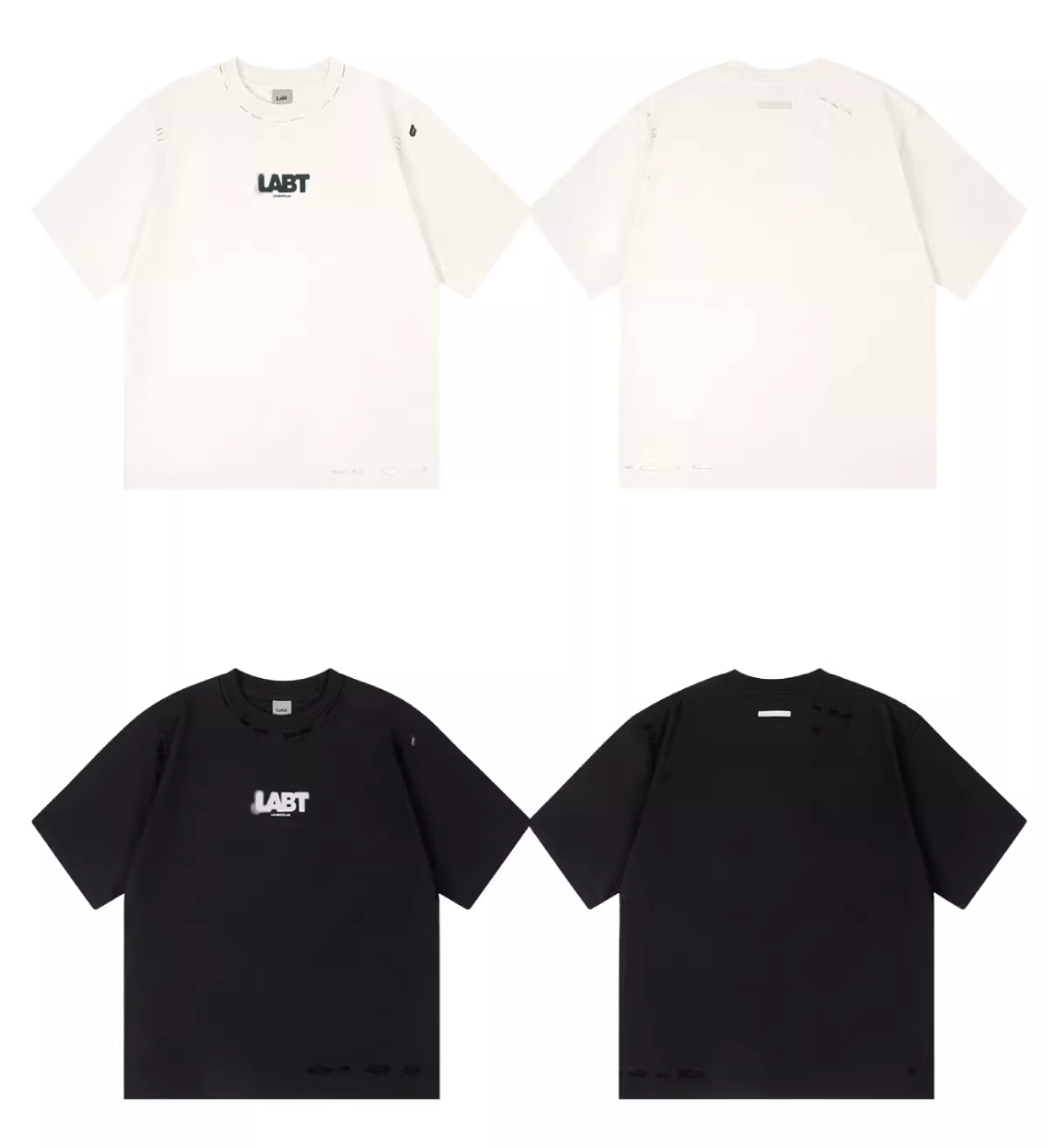 Labt Distressed Holes Logo Print Tee