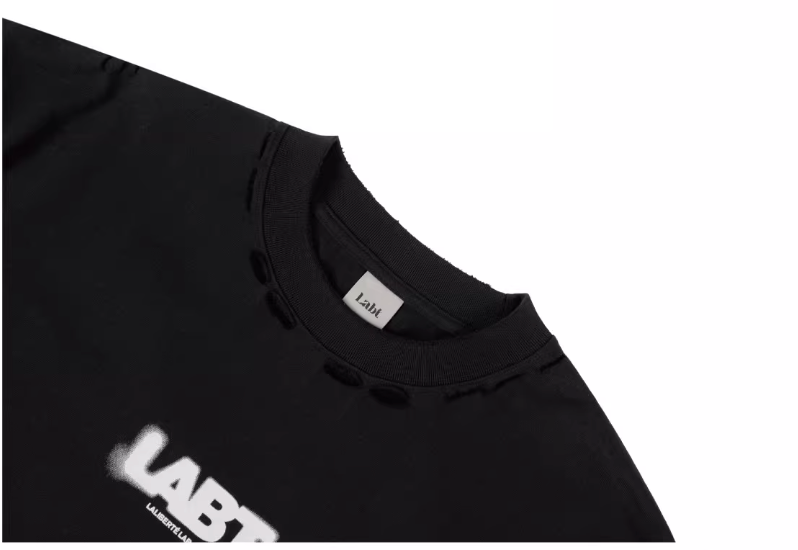 Labt Distressed Holes Logo Print Tee
