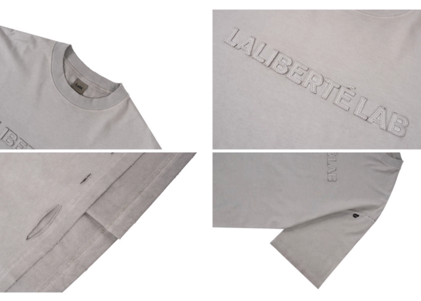 Labt 3D Patch Embroidery Distressed Tee