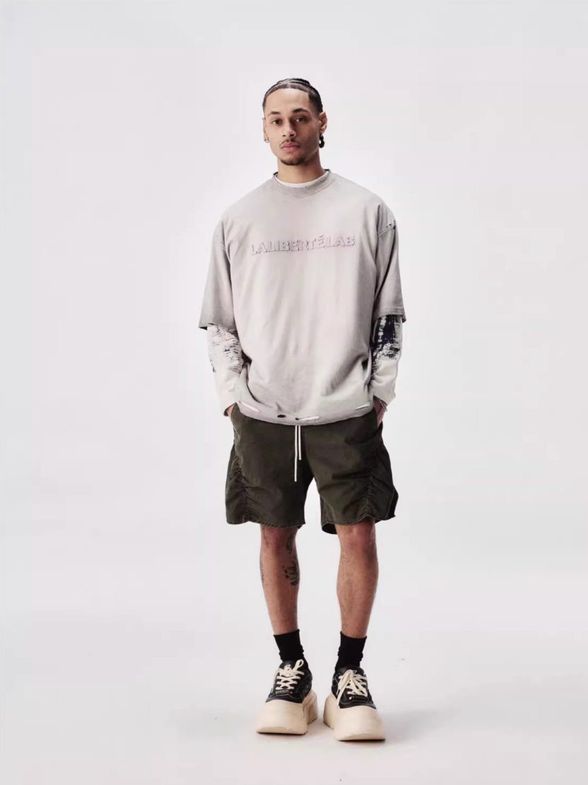 Labt 3D Patch Embroidery Distressed Tee