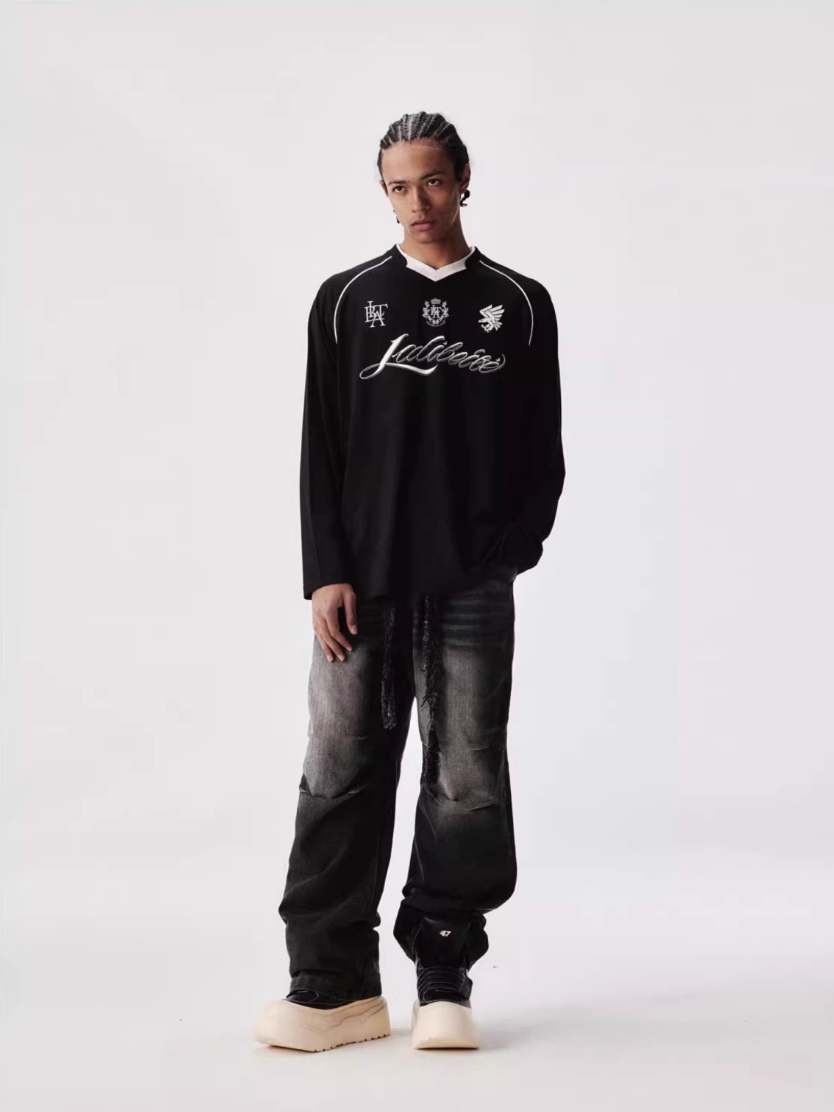 Labt Emblem Patch Mesh Long Sleeve Soccer Jersey