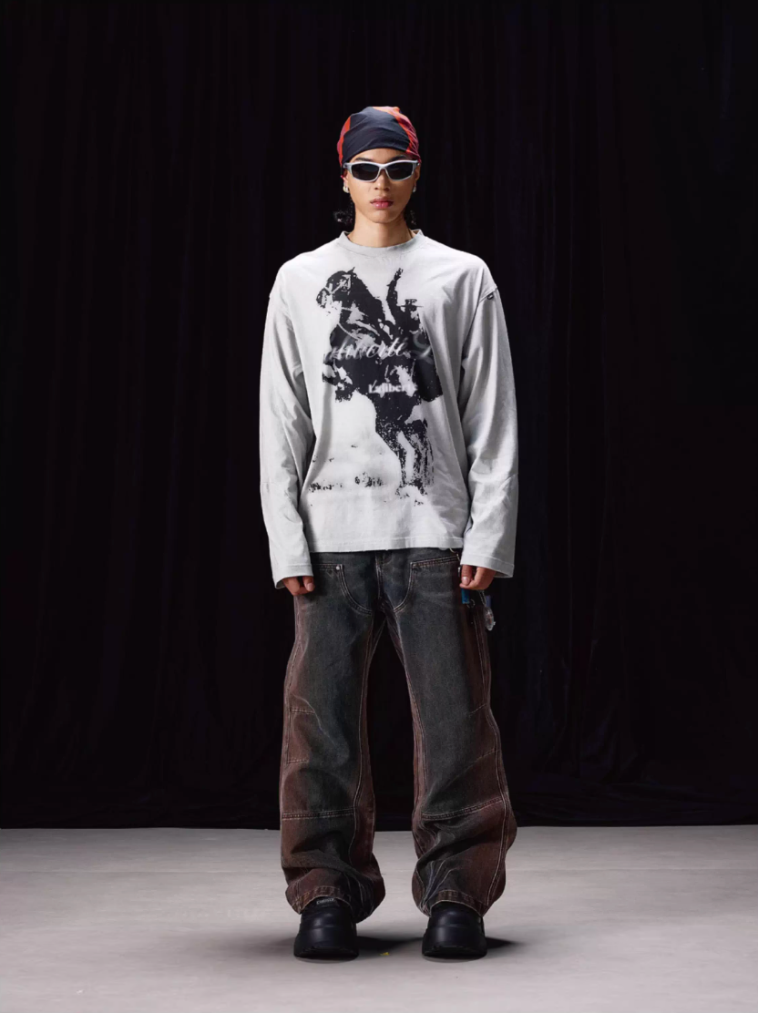 Labt Western Cowboy Print Long Sleeve Tee