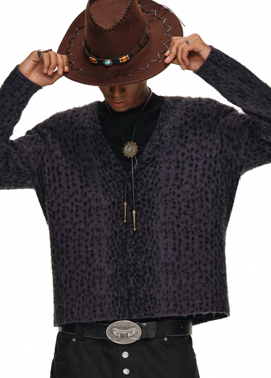 ANTIDOTE Dark Leopard Brushed Knit Cardigan
