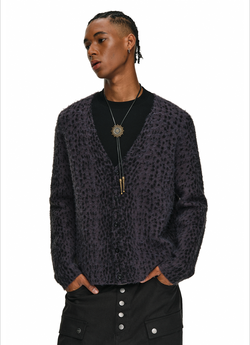 ANTIDOTE Dark Leopard Brushed Knit Cardigan