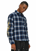 ANTIDOTE Embroidered Flannel Plaid Long Sleeve Shirt