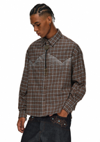 ANTIDOTE Rhinestone Flannel Plaid Long Sleeve Shirt