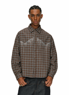 ANTIDOTE Rhinestone Flannel Plaid Long Sleeve Shirt