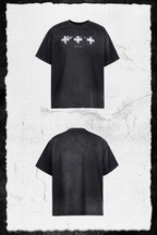 UNDERWATER Cross Print Washed Distressed Tee