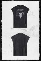 UNDERWATER Washed Devil Bone Print Distressed Sleeveless Tee