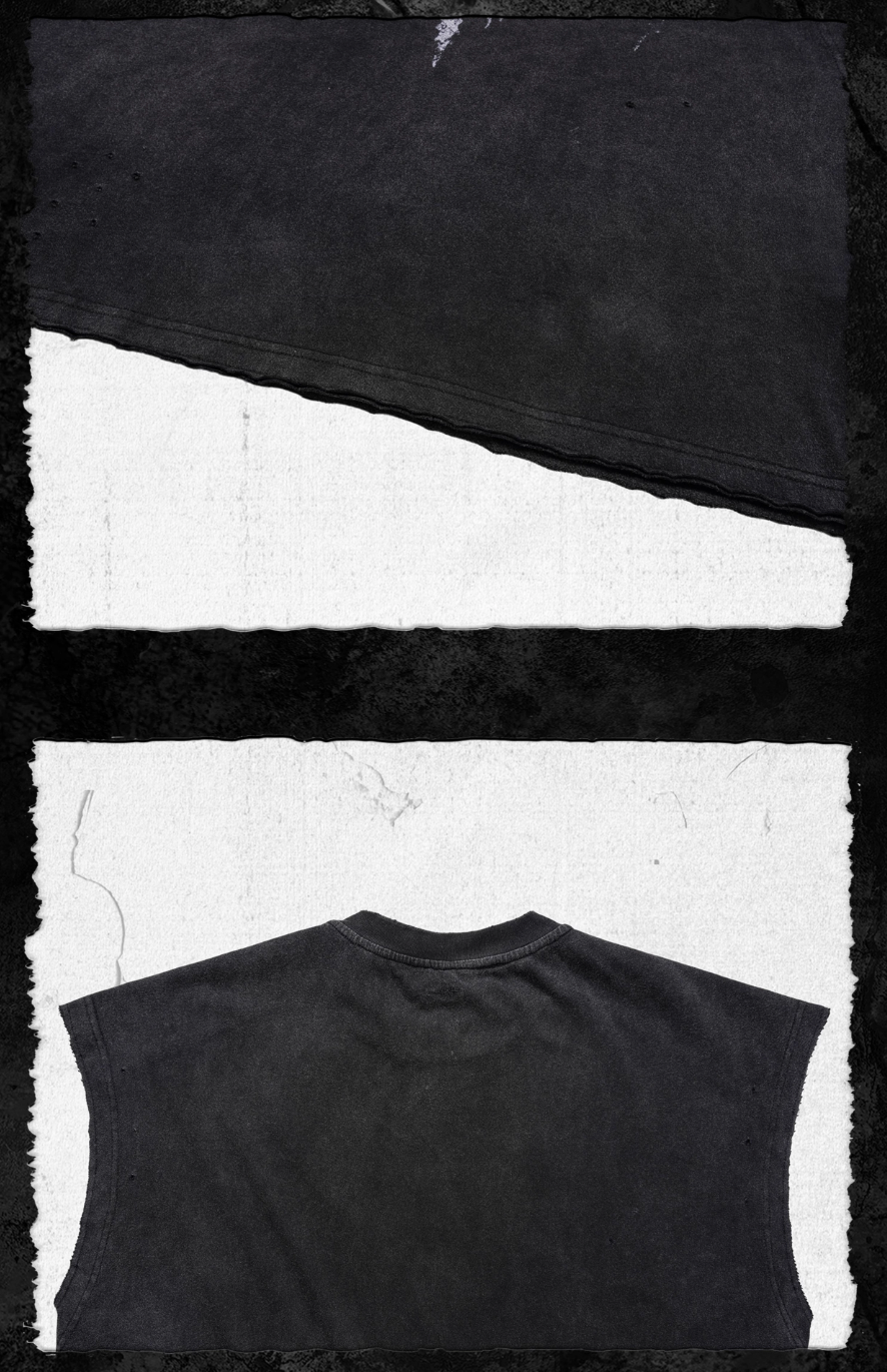 UNDERWATER Washed Devil Bone Print Distressed Sleeveless Tee