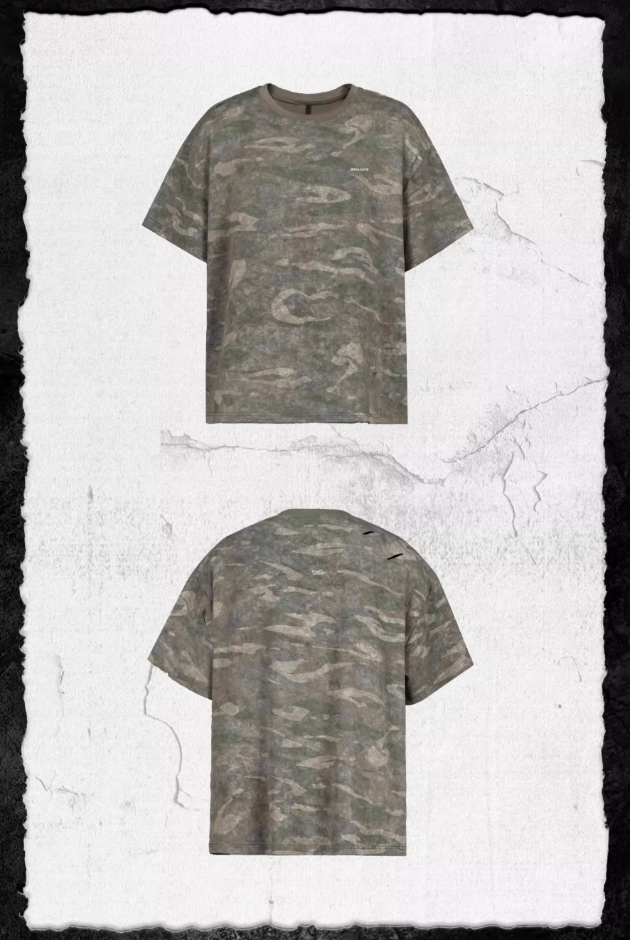 UNDERWATER Handmade Cut Distressed Camouflage Tee