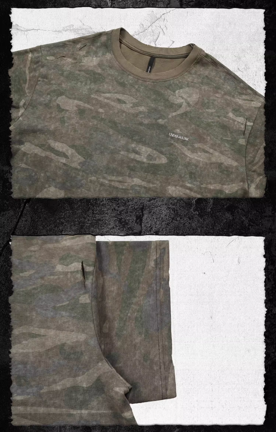 UNDERWATER Handmade Cut Distressed Camouflage Tee