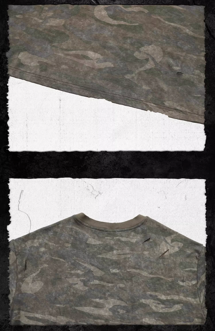 UNDERWATER Handmade Cut Distressed Camouflage Tee