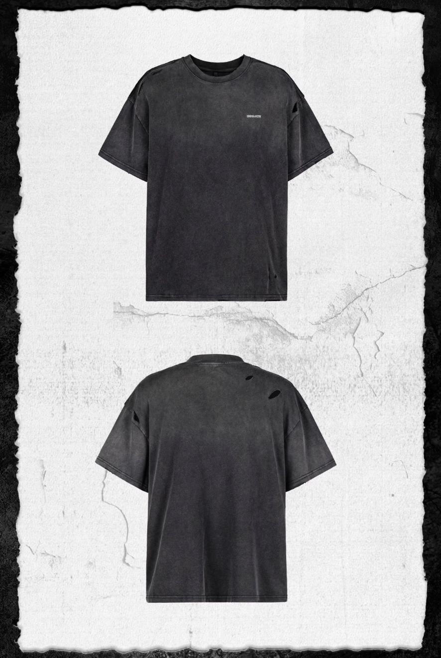 UNDERWATER Handmade Cut Distressed Dust Black Tee