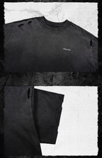 UNDERWATER Handmade Cut Distressed Dust Black Tee