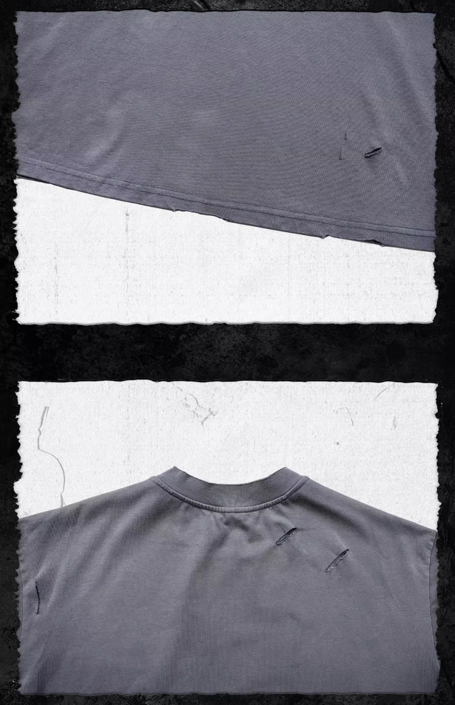 UNDERWATER Handmade Cut Distressed Dust Blue Tee