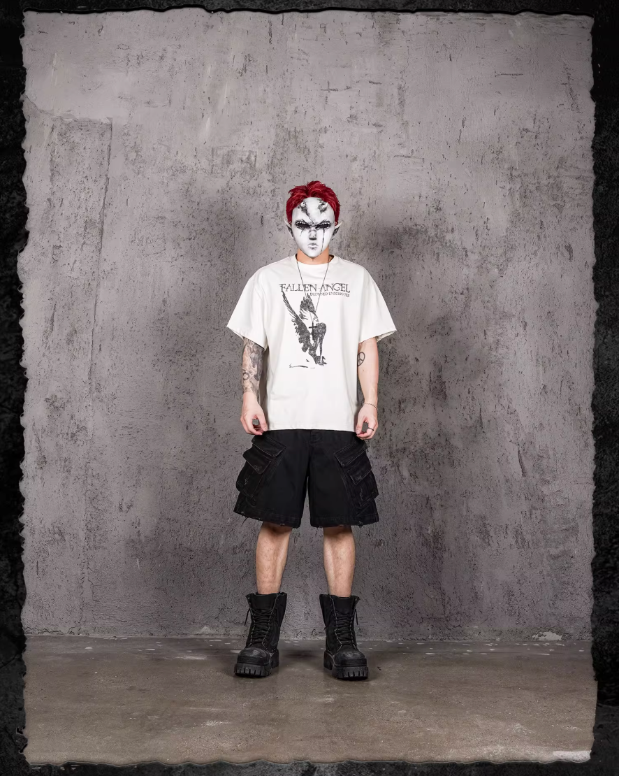 UNDERWATER Fallen Angel Print Distressed Tee