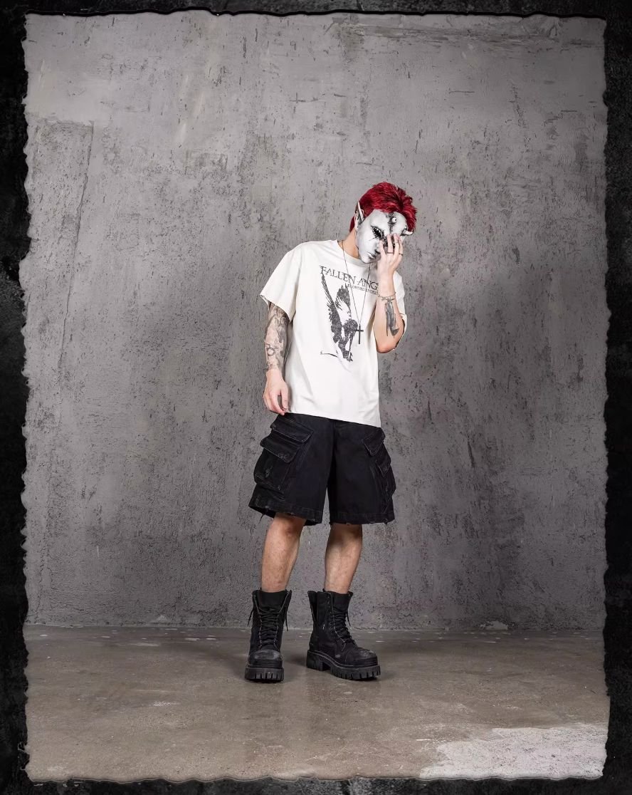 UNDERWATER Fallen Angel Print Distressed Tee