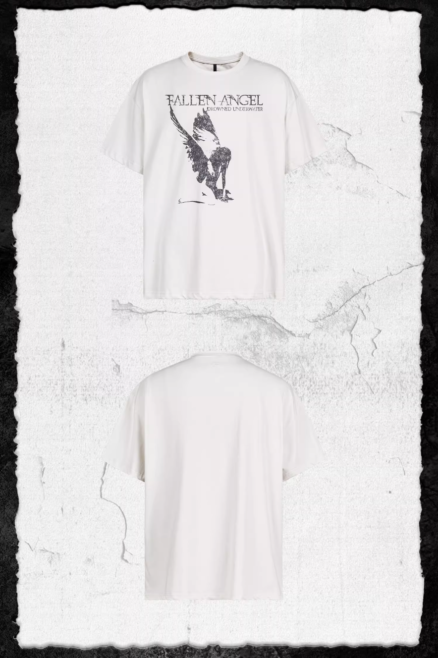 UNDERWATER Fallen Angel Print Distressed Tee