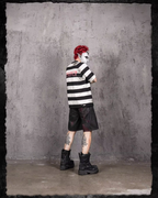 UNDERWATER Jailbird Dirty Dye Cut Distressed Stripe Tee