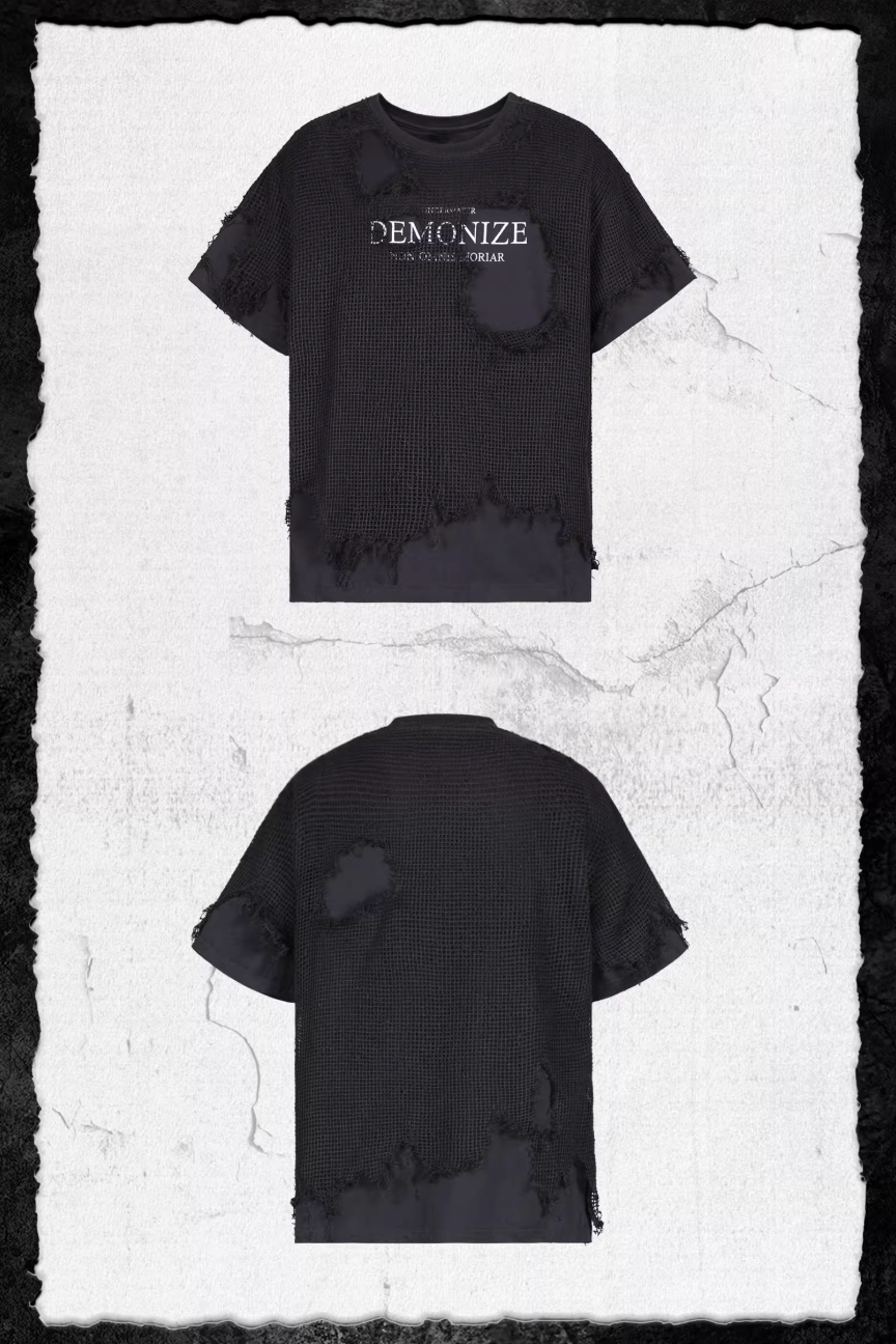 UNDERWATER Ruined Mesh Distressed Layered Tee