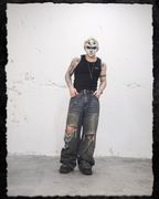 UNDERWATER Dirty Dye Aged Torn Baggy Jeans