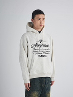 RUSURE Flower Gray Slogan Hoodie