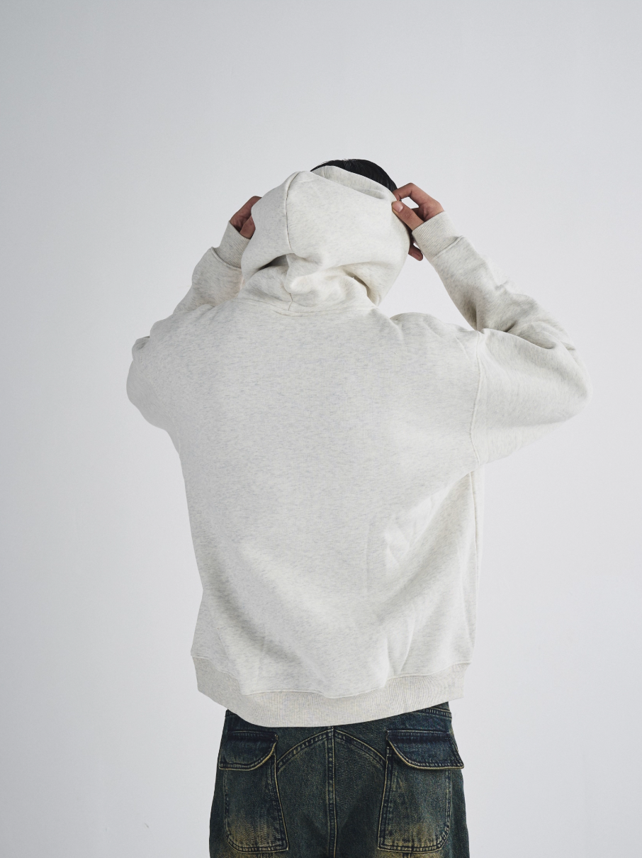 RUSURE Flower Gray Slogan Hoodie