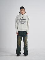 RUSURE Flower Gray Slogan Hoodie