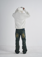 RUSURE Flower Gray Slogan Hoodie