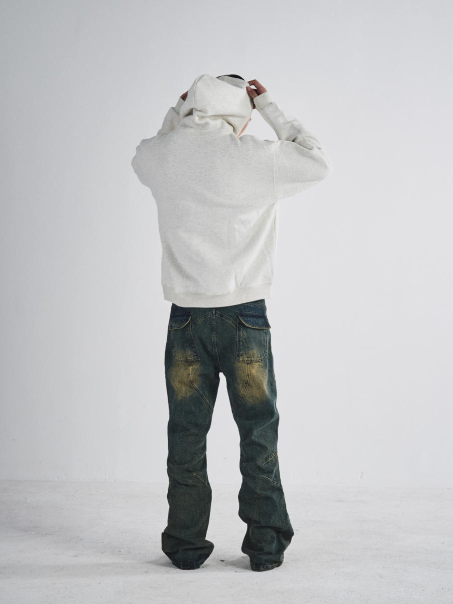 RUSURE Flower Gray Slogan Hoodie