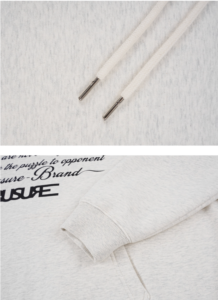 RUSURE Flower Gray Slogan Hoodie