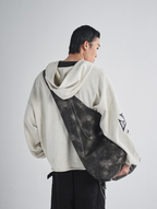 RUSURE V Neck Cross Logo Destruction Hoodie
