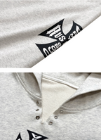 RUSURE V Neck Cross Logo Destruction Hoodie