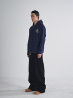 RUSURE Vintage Print Zip Up Hoodie