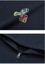 RUSURE Vintage Print Zip Up Hoodie