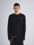 RUSURE Cross Logo Print Long Sleeve Tee