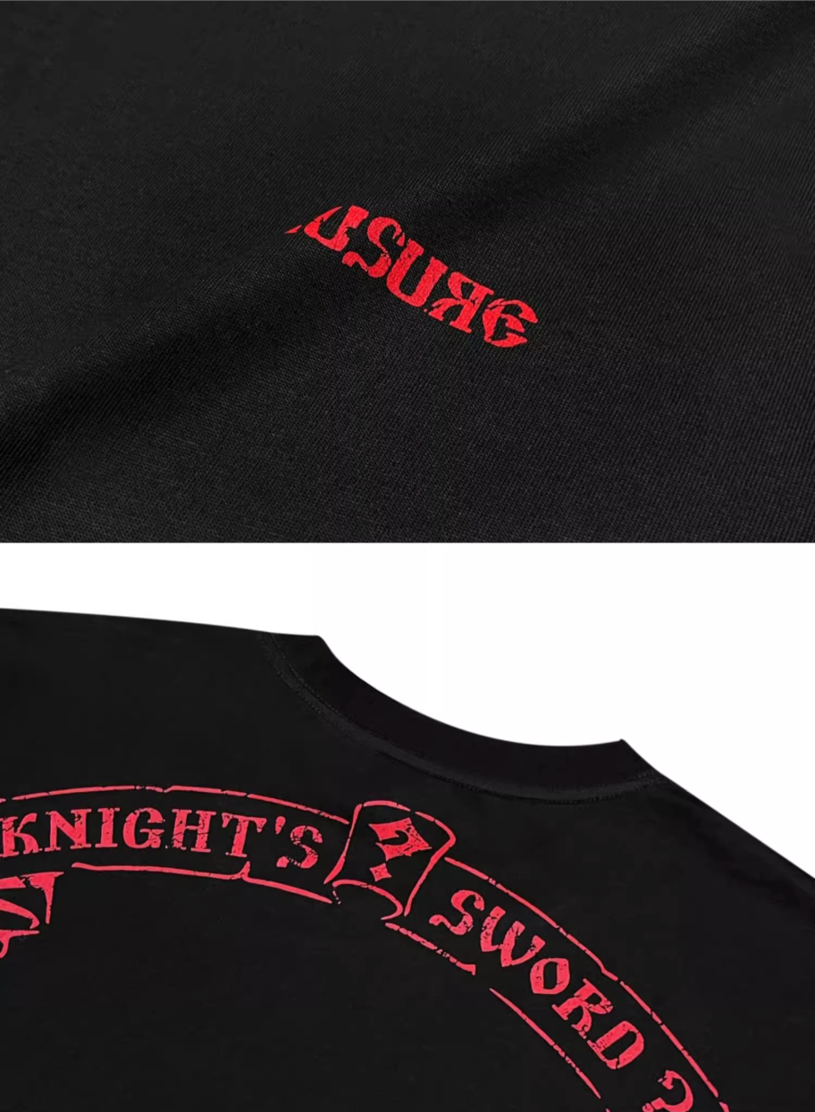 RUSURE Cross Logo Print Long Sleeve Tee