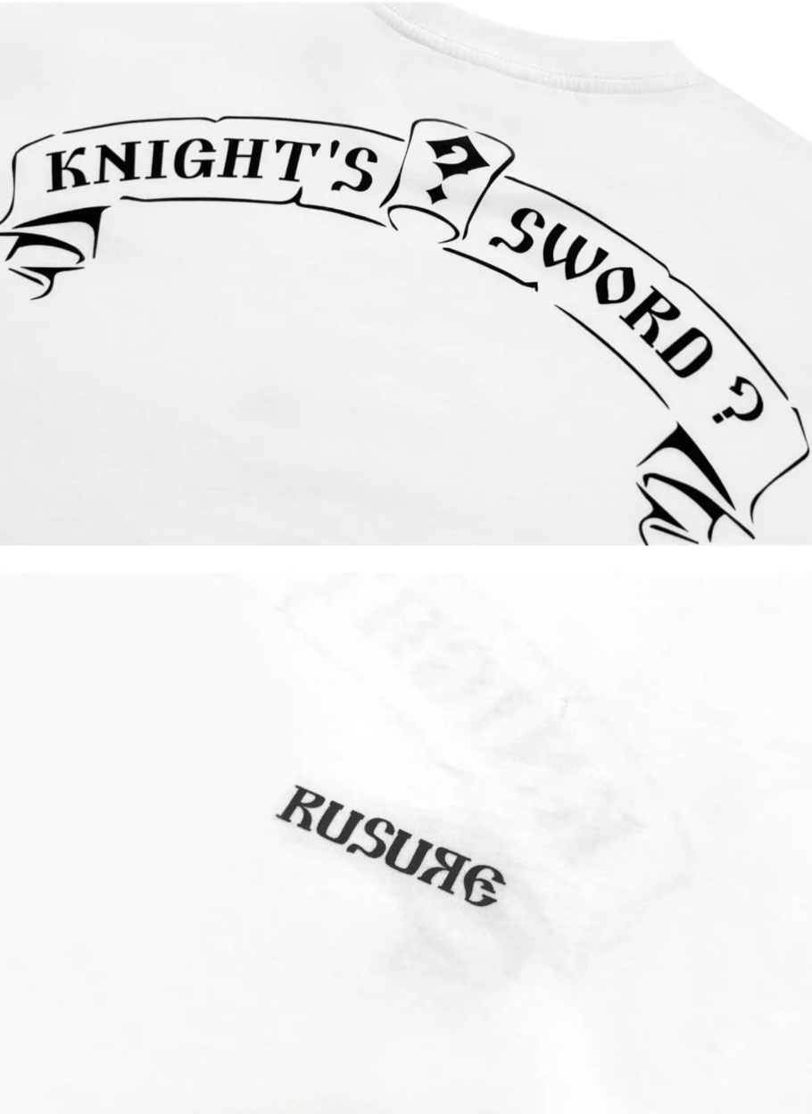 RUSURE Cross Logo Print Long Sleeve Tee