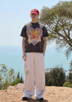 RUSURE Washed Butterfly Heart Print Tee