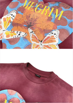 RUSURE Washed Butterfly Heart Print Tee