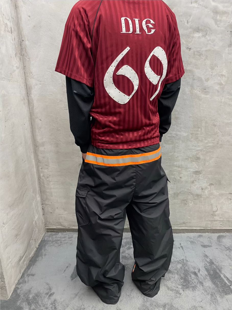 RUSURE Striped Patch Rivets Soccer Jersey