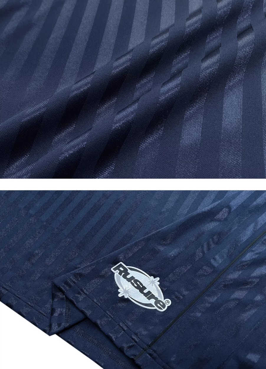 RUSURE Striped Patch Rivets Soccer Jersey