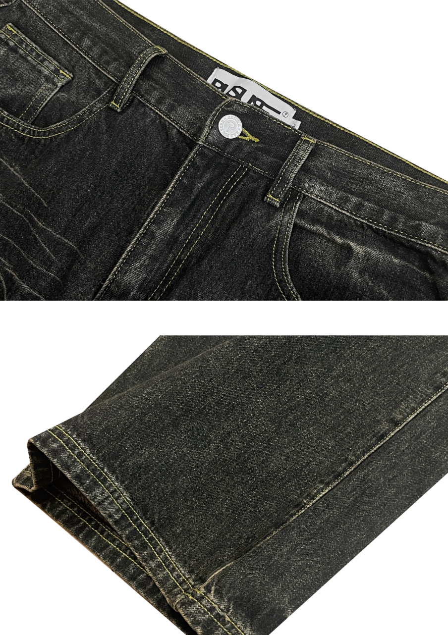 RUSURE Cat Whiskers Washed Jeans
