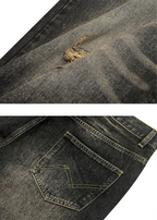 RUSURE Cat Whiskers Washed Jeans