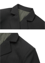 SOD Co. Deconstructed Pinstripe Double Breasted Short Suit Jacket