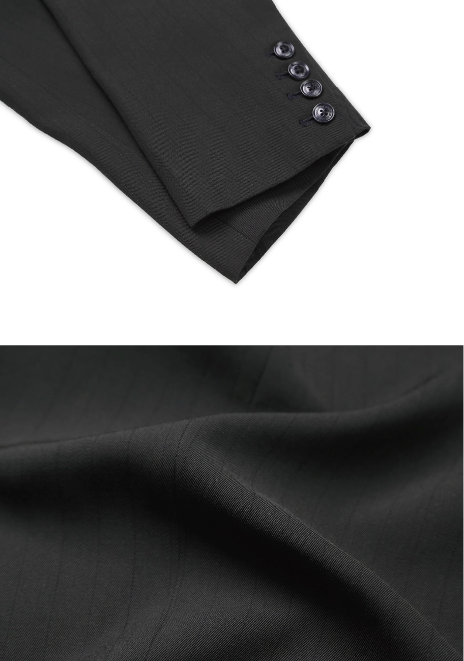 SOD Co. Deconstructed Pinstripe Double Breasted Short Suit Jacket