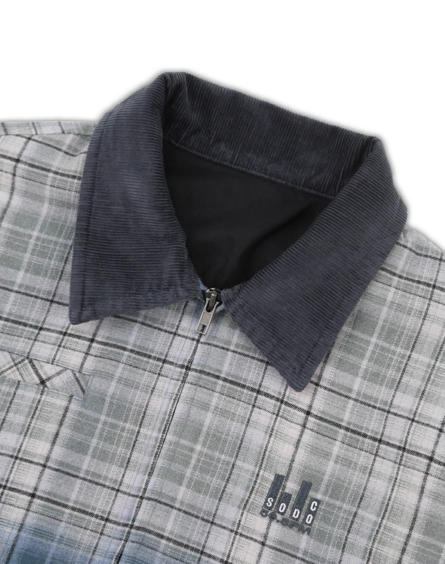 SOD Co. Washed Blue Gradient Plaid Jacket